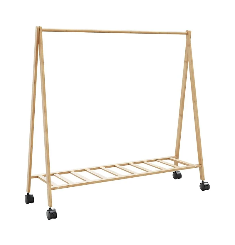 vidaXL Clothes Rack with Shelves and Wheels 41.7"x13.4"x41.9" Bamboo