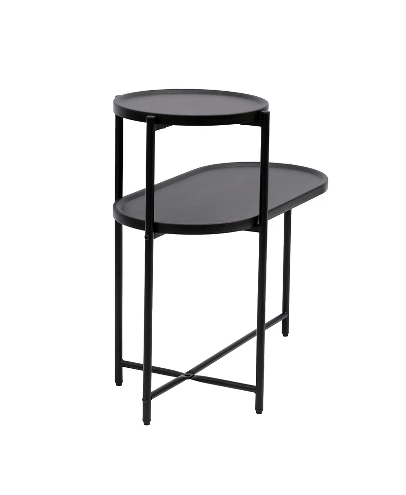 Flynama 2-Tier Round, Oval Side Table, Metal Frame