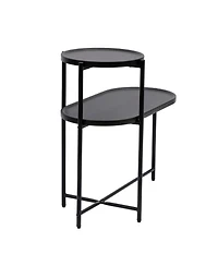 Flynama 2-Tier Round, Oval Side Table, Metal Frame