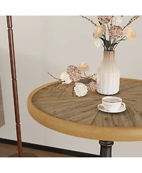 Flynama Round Pedestal Side Table, Vintage Style