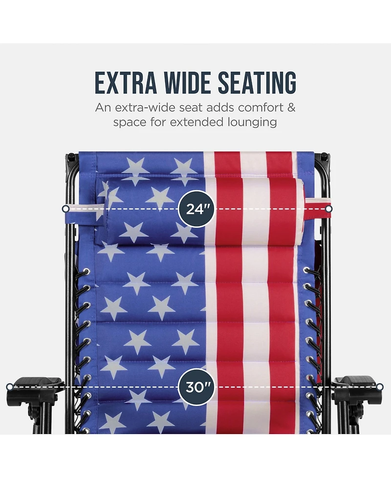 Best Choice Products Oversized Padded Zero Gravity Chair w/ Canopy Headrest Cup Holder Side Tray