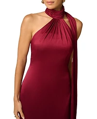 Adrianna Women's Halter Crinkle-Satin Long Dress
