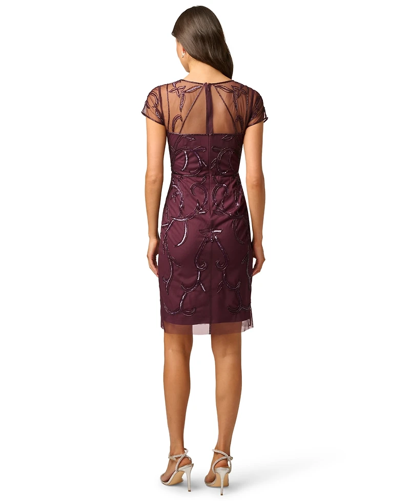 Adrianna Papell Women's Beaded Short-Sleeve Sheath Dress