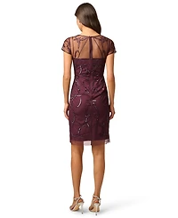 Adrianna Papell Women's Beaded Short-Sleeve Sheath Dress