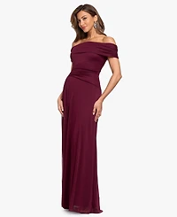 Xscape Women's Off-the-Shoulder Ruched Gown