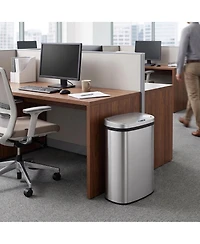 Mega Casa 50 Liter / 13 Gal Stainless Steel Motion Sensor Silent Soft-Close Lid Trash Can for Office, Kitchen