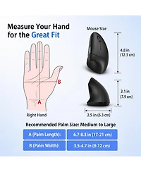 Lofree Vertical Ergonomic Wireless 4800 Dpi Adjustable Quiet-Click Mouse for Pc