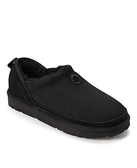 Dearfoams Women's Fireside by Sport Knit And Suede Slip On Shoetie Water Repellent Slippers