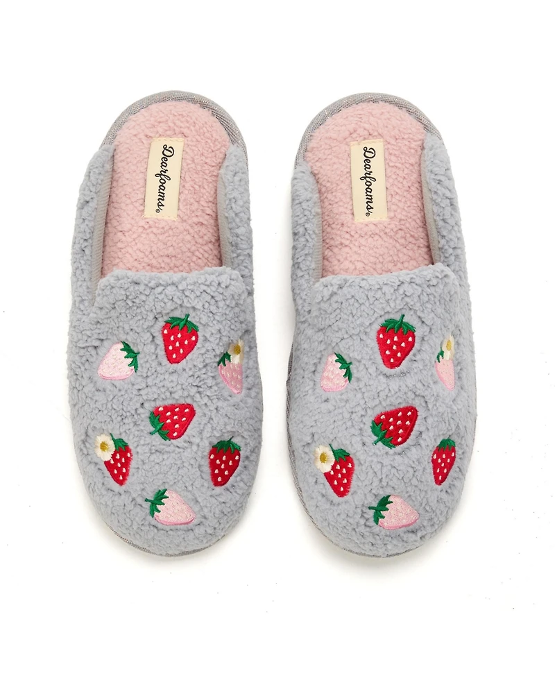 Dearfoams Women's Pink Bow Teddy Scuff Slipper