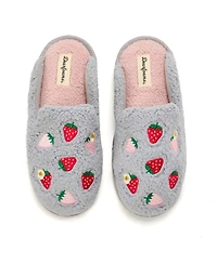 Dearfoams Women's Pink Bow Teddy Scuff Slipper