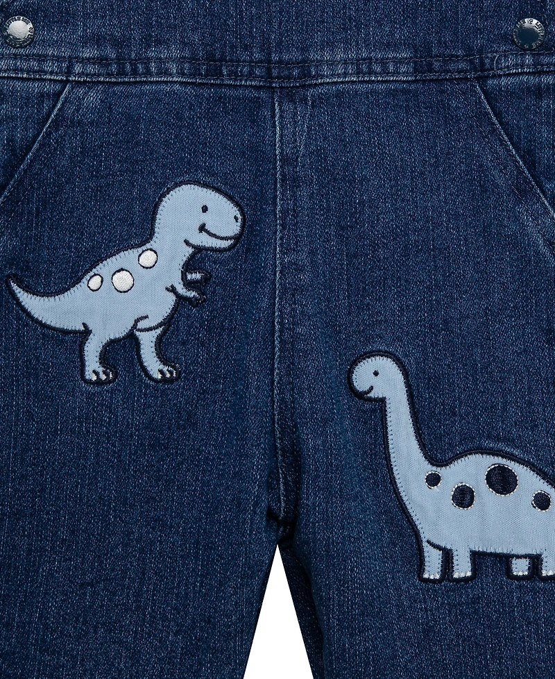 Little Me Baby Boys' Crewneck T-Shirt and Dino Overall, 2-Piece Set