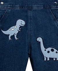 Little Me Baby Boys' Crewneck T-Shirt and Dino Overall, 2-Piece Set