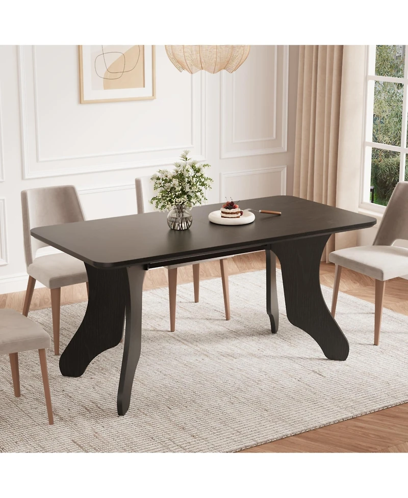 Dining Table, 63 in Rectangular Dinner Table for 4-6 People | Antler Dinner Kitchen Table, Modern Farmhouse for Dining Room
