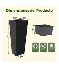 2-Pack Plastic Outdoor Plant Pots with Drainage Holes, Weather-Resistant Planters for Patio Porch Balcony Garden, Black/White