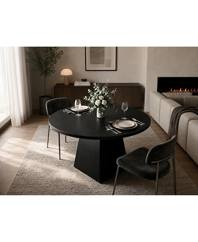 47-Inch Round Pedestal Dining Table, Seats 4-6, Black, 350 lb Capacity