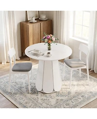 31.5" Round Farmhouse Dining Table with Pedestal Base