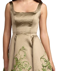 Mac Duggal Women's Embroidered Floral Jacquard A-Line Midi Dress