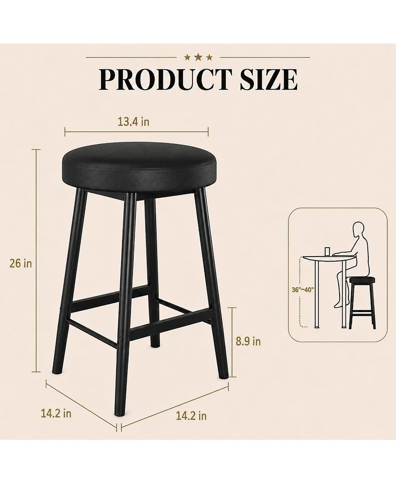 Round Backless Bar Stools Set of 2