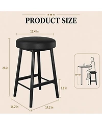 Round Backless Bar Stools Set of 2
