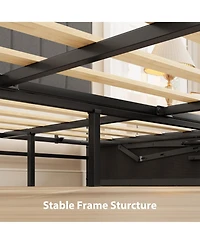 Bed Frame with Storage,Hydraulic Lift Up Bed with Headboard, Modern Upholstered Platform Bed Frame,Hydraulic System with Handle