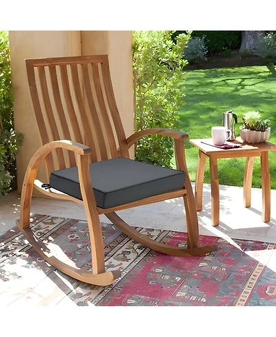 22"/19" W x 4"H Set of 2 Outdoor Chair Cushions with Ties, 600D Polyester Oxford Fabric Square Seat Pad for Patio Garden Porch Deck, Grey/Beige