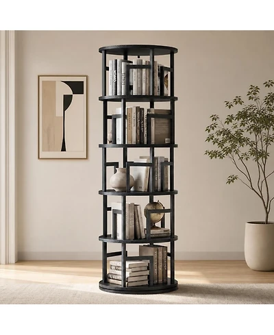 Corner Rotating Bookshelf Tower