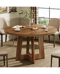 Dining Table for 4, 43 in. Rustic Round Kitchen Table for Home Dining Room Living Space