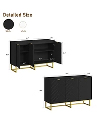 47 x 16 x 31 in Set of 2 Sideboard Buffet Cabinet with Doors, Engineered Wood Storage Credenza for Dining Room Living Room Entryway, Black