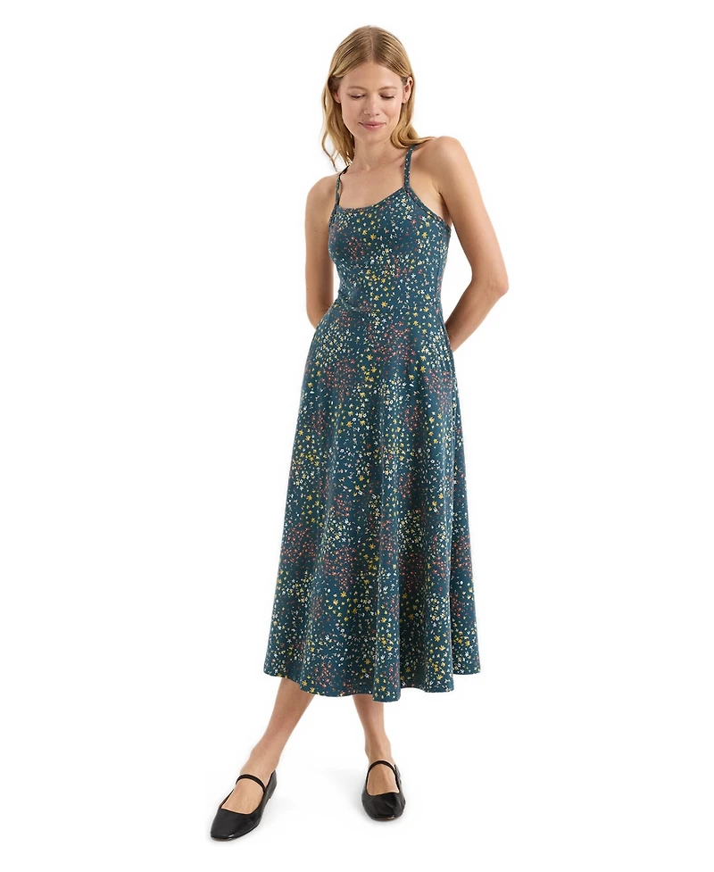 Pact Women's Fit and Flare Midi Dress Made With Organic Cotton