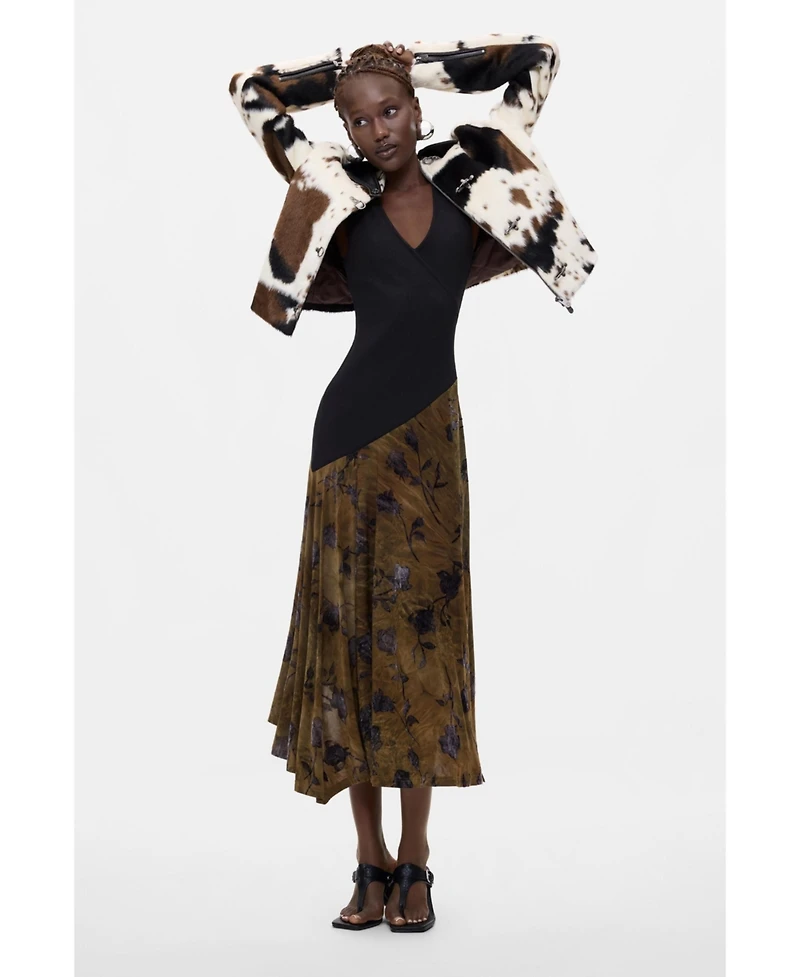 Desigual Women's Midi Dress Combined flocked