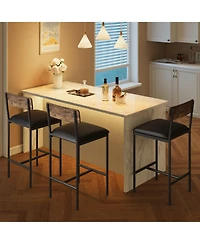 Set of Bar Stools 26" Counter Height Pu Leather Swivel Chairs with Backrest and Footrest Ergonomic Comfort for Kitchen Island Home Bar
