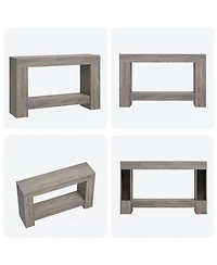 47.2" Farmhouse Console Table with H-Base, 2-Tier Entryway Sofa Table for Living Room,Light Grey