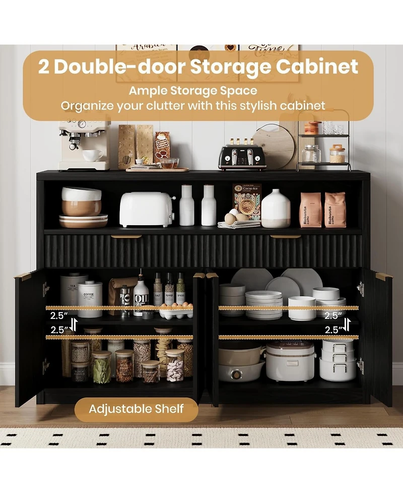 51" Modern Fluted Buffet Sideboard Cabinet with Doors and Drawers
