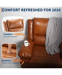 Power Lift Recliner with Heat and Massage, Pu Leather Electric Chair for Seniors,Brown