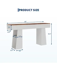 63" Entryway Table, Console Table for Entryway, Wood Sofa Table with Hidden Side Storage, Modern Hallway Table for Living Room, Foyer