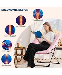 Folding Saucer Chairs Set of 2 Comfy Faux Fur Lazy Chair with Metal Frame 300 lb Capacity No Assembly Required for Bedroom Dorm Apartment