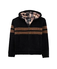 Xray Boys Hooded Flannel Lined Full Zip Sweater With Stripes