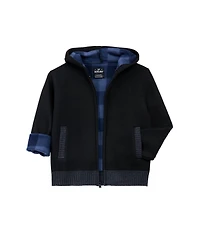 Xray Boy's Full Zip Hooded Sweater With Stripes And Faux Shearling Lining