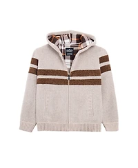 Xray Boys Hooded Flannel Lined Full Zip Sweater With Stripes