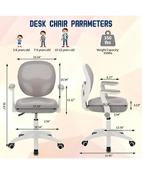 Kids Ergonomic Desk Chair with Adjustable Height, 360degree(s) Swivel, Flip-Up Armrests, Mesh Backrest