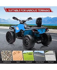24V Dual Seat Kids Ride On Atv Utility Vehicle, 4WD Battery Powered Off Road Car with Foam Wheels for Outdoor Fun, Grey/Brown/Red/Blue, Ages 3-8