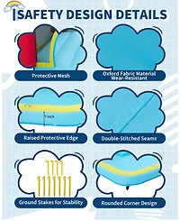 Kids Inflatable Bounce House with Slide, Outdoor Jumping Castle for Backyard Fun, Blower Included, Blue, Ages 3-10