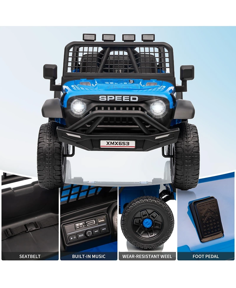 Single Seat 12V Ride On Car for Kids with Remote, Battery Powered Toddler Toy for Ages 3-6, Indoor Outdoor Driving, Blue