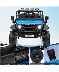 Single Seat 12V Ride On Car for Kids with Remote, Battery Powered Toddler Toy for Ages 3-6, Indoor Outdoor Driving, Blue