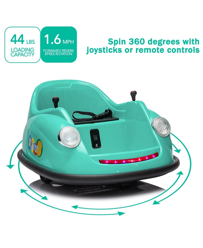 12V Electric Ride-On Bumper Car for Kids, 360degree(s) Spin, Remote Control, Music, Safety Certified, Fun Gift for Boys and Girls