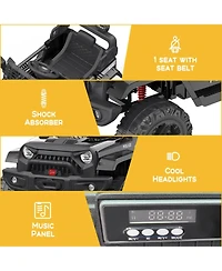 12V Electric Ride-On Car for Kids, Remote Control, Suspension, Led Lights, 2 Speeds, Battery Powered Toy Vehicle for Ages 3-8