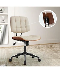 Home Office Armless Desk Chair with Wheels | Modern Adjustable Back, 360 Swivel, Adjustable Seat Height, for Office, Reading Meeting Room