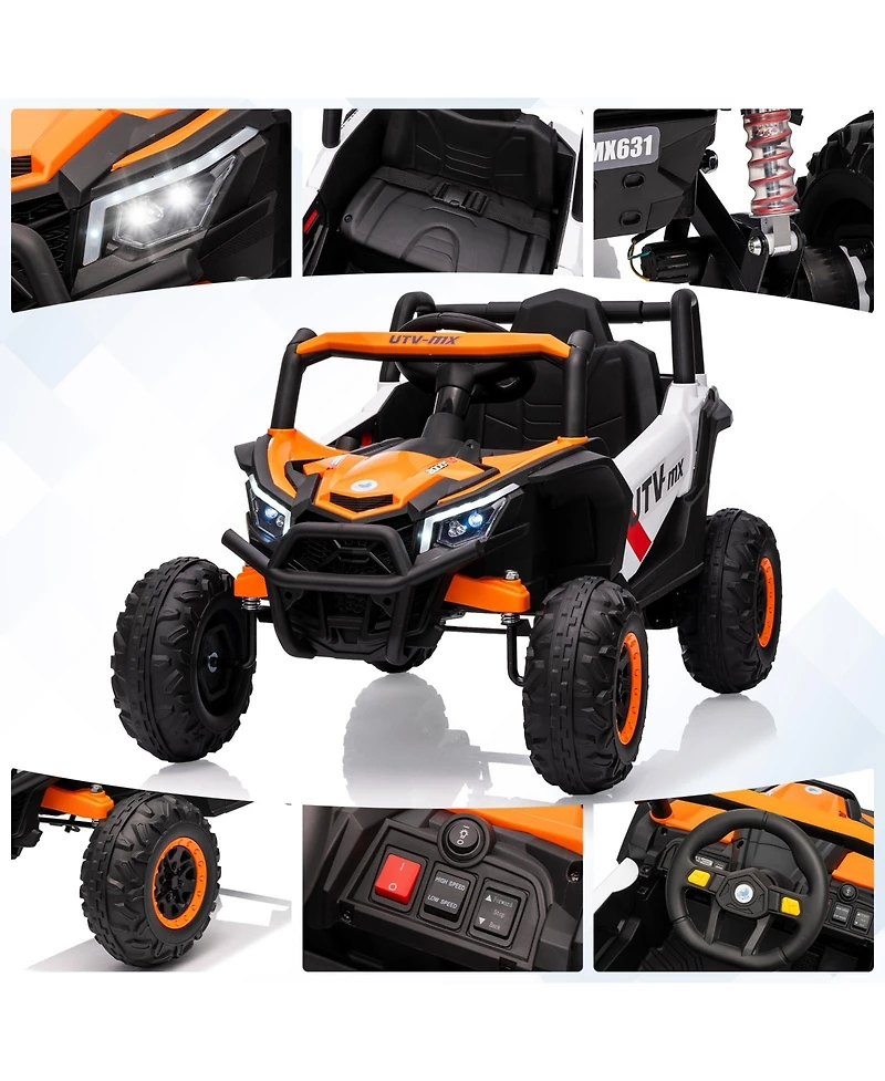 12V Kids Ride On Utv with Remote Control, Battery Powered 4-Wheel Off Road Vehicle with Dual Motors for Outdoor Fun, Orange, Ages 3-6