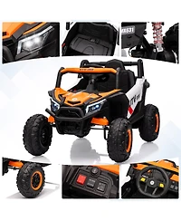 12V Kids Ride On Utv with Remote Control, Battery Powered 4-Wheel Off Road Vehicle with Dual Motors for Outdoor Fun, Orange, Ages 3-6