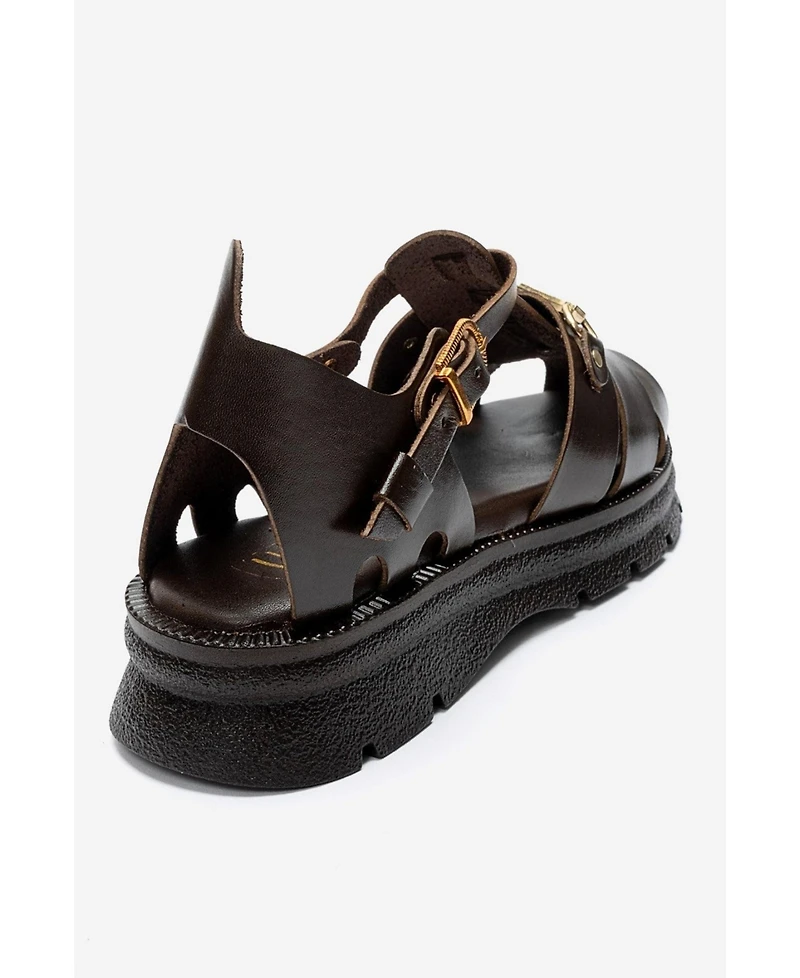 Forever and Always Shoes Women's Riela Leather Buckle Sandal